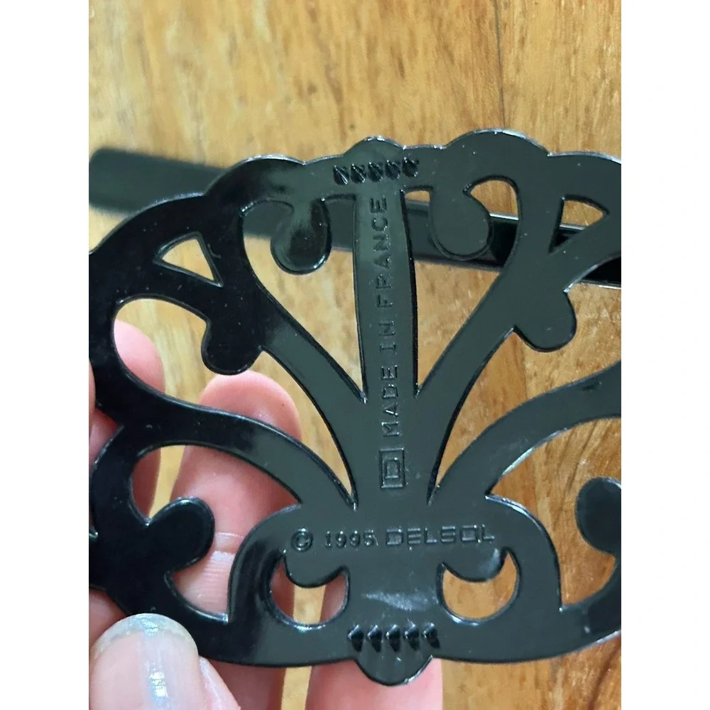Delsol Black Vintage Hair Ornament Stick Bun Pin France Art Nouveau